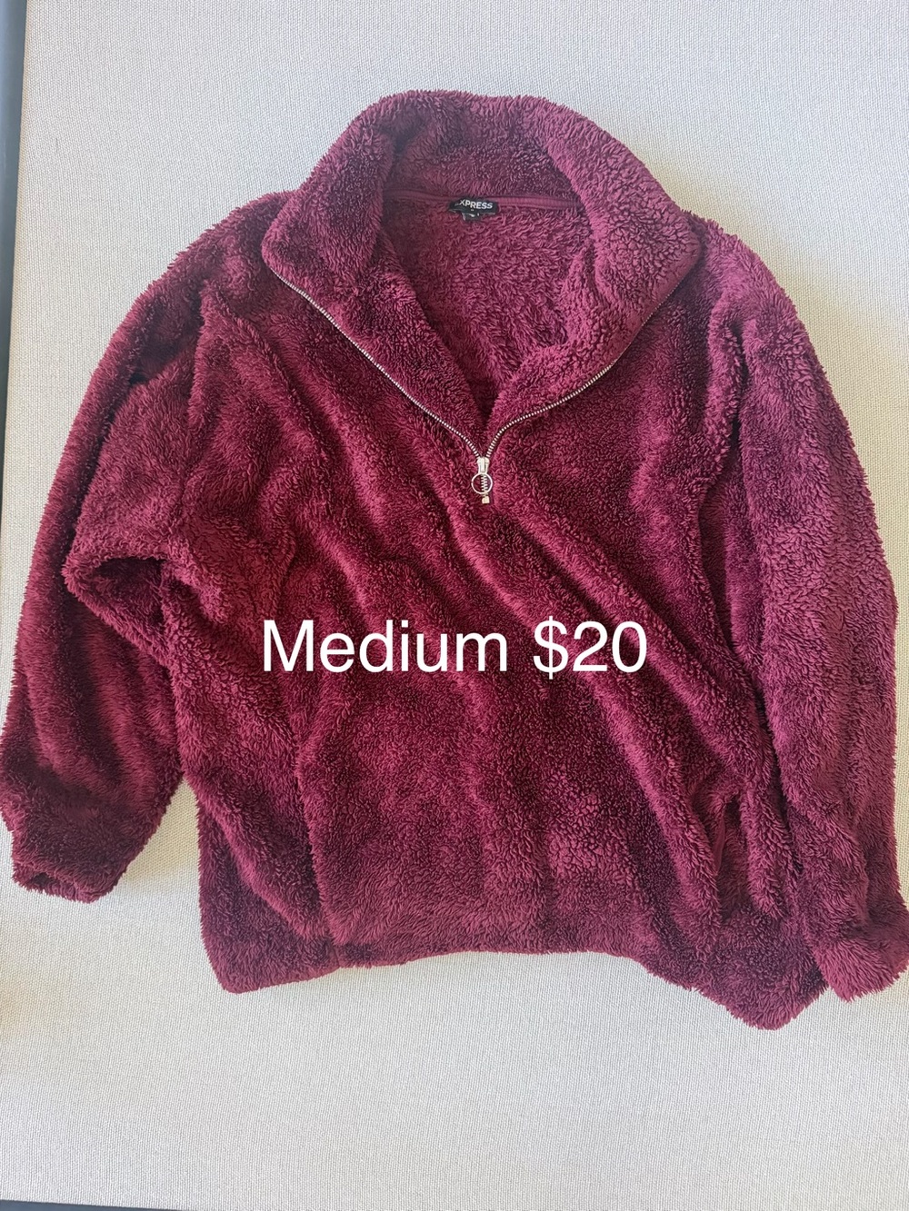 Express Plush Half-Zip Jacket in Burgundy